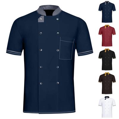 Jaqueta de chef Uniforme de chef Masculino Feminino Manga curta Algodão Cozinha Jaqueta de chef Traje Restaurante el Café Casaco de chef