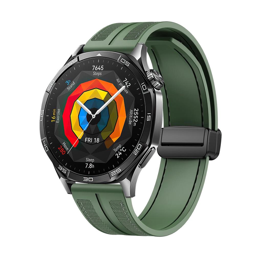 Woven Nylon & Silicone Strap for Huawei Watch GT5/GT6/4 Pro with Magnetic Buckle, Compatible with Apple Watch.
