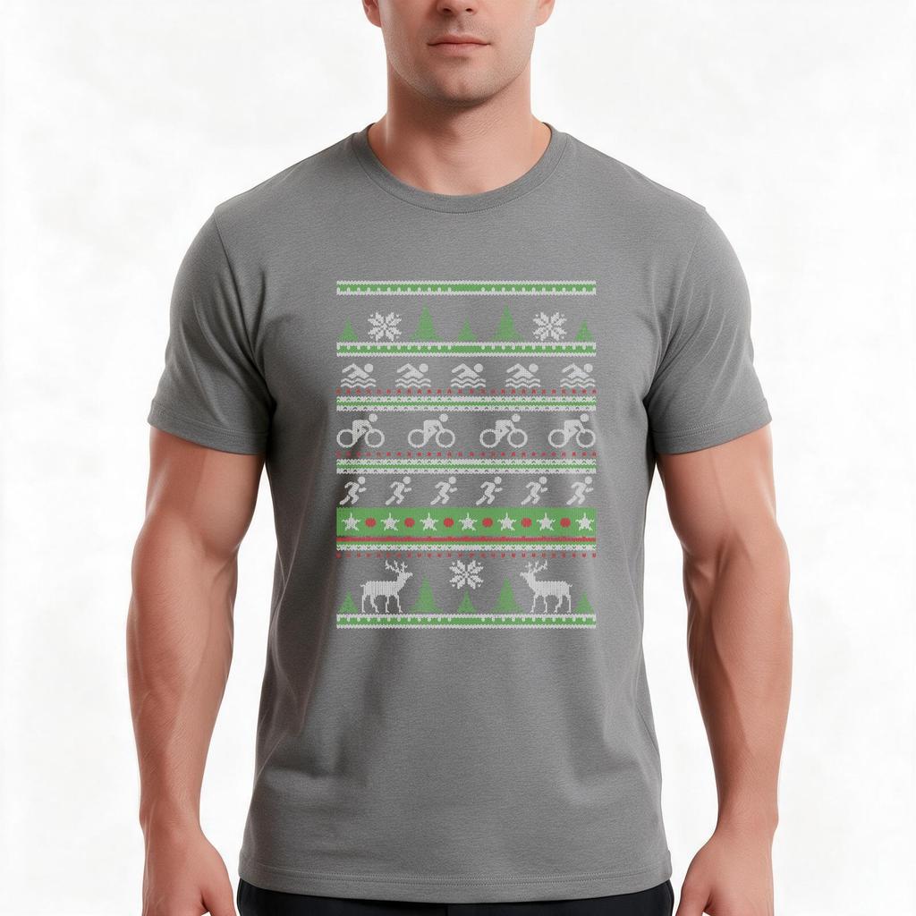 Ugly Christmas Sweater Style Gift Triathlon Sport Tshirt Summer Casual Cotton Tee Oversized Streetwear Tops Unisex Men Women