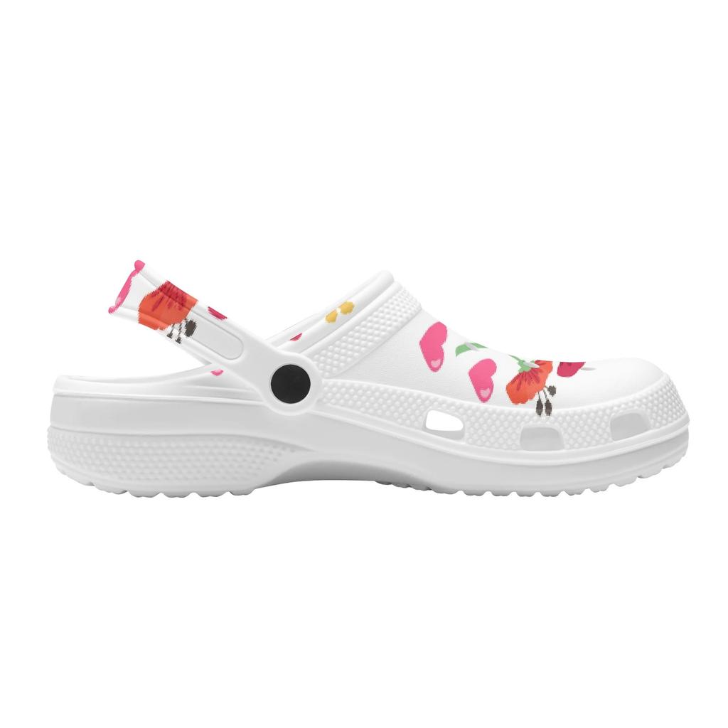 White Printed EVA Clogs for Women Men Flexible Lightweight Slip On Casual Shoes Soft Sole Summer Sandals Daily Comfort Wear