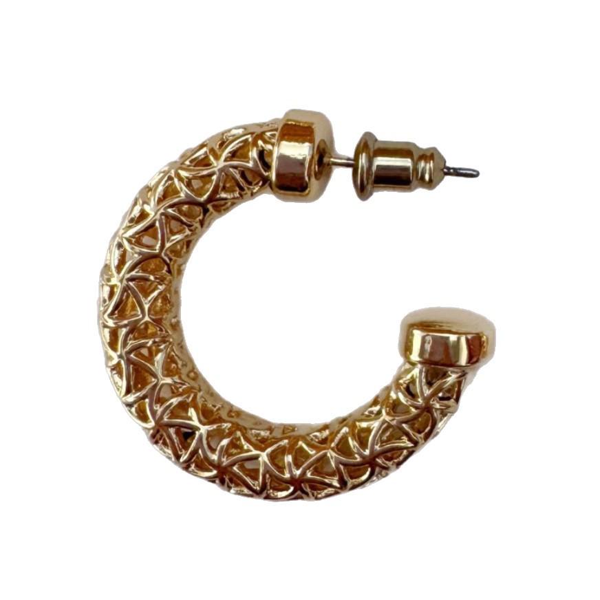 Cross Hollow Woven Twist Hoop Earrings - Simple, Versatile C-Shaped Fashion Studs