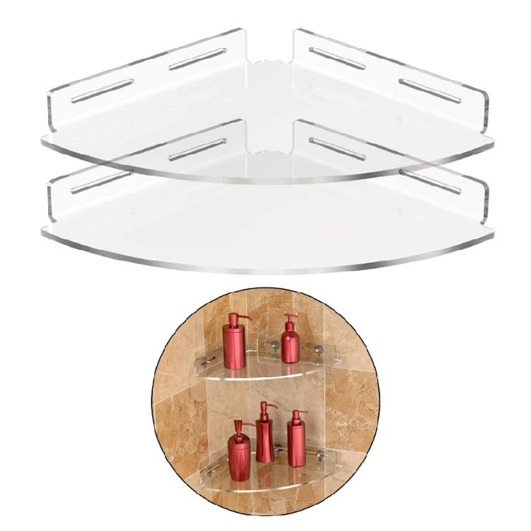 2 Pack Clear Corner Shelves for Shower Waterproof Bathroom Storage with Easy Installation Bathroom Floating Shelf