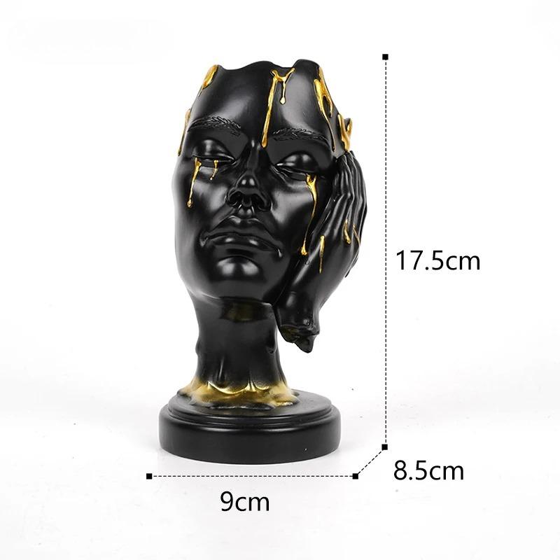 

Silence is Gold Abstract Face Statue Modern Resin Sculpture for Home Office Desk Decor Zen Meditation Art Minimalist Gift Idea