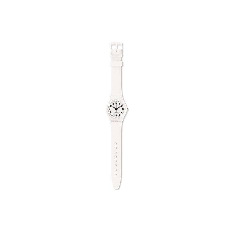 Swatch Originals Quartz Waterproof Minimalist Watch 34Mm White Dial Plastic Case Silicone Strap Unisex watches GW151O