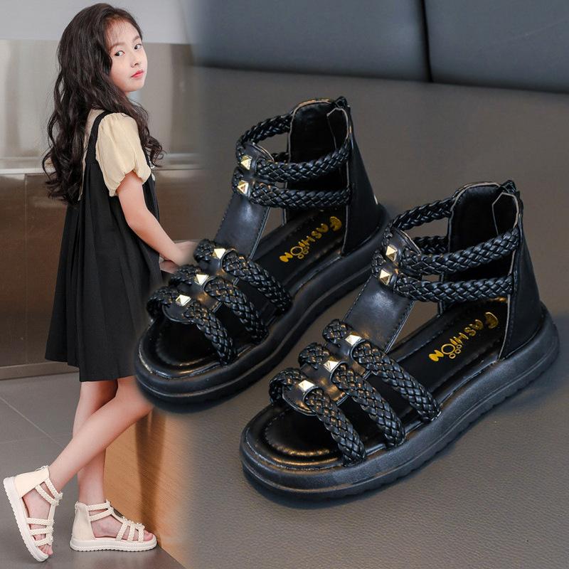 

Girls Sandals Summer Children s Soft-soled Princess Shoes Girls Baby Sandals Sandals Women s Foreign Style Student Edition Fashion Versatile 26