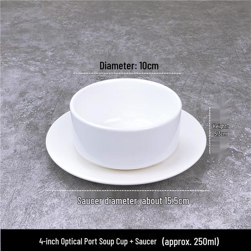 Qianxing Ceramic Double-Handled Soup & Dessert Bowls with Saucers