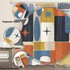 Mid Century Modern Shower Curtain, Abstract Geometric Aesthetic Art Decor, Retro Minimalist Waterproof Washable