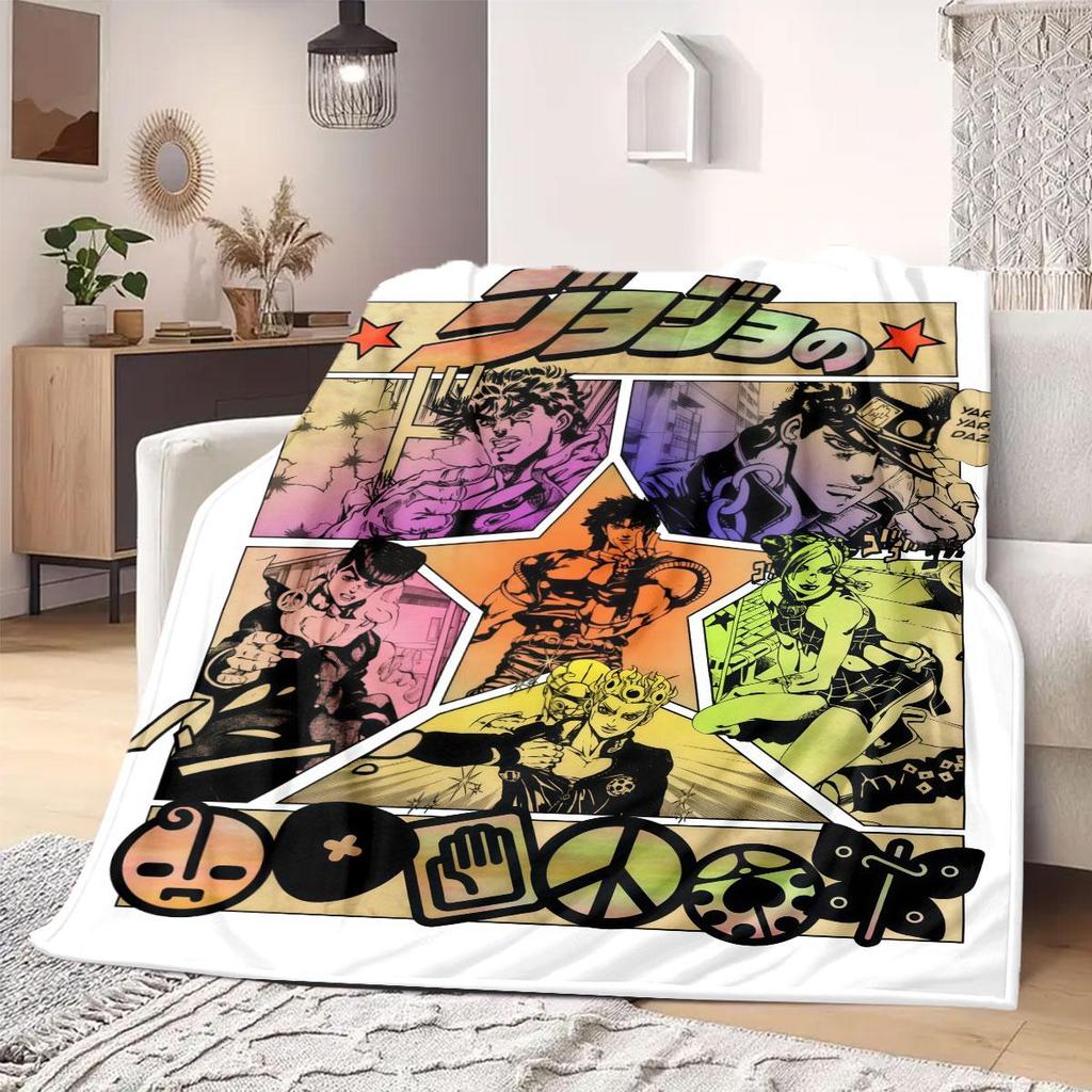 JOJO anime Flannel Blanket Warm,Comfortable,Suitable for Bedrooms,Sofas,Beds,Chairs,Picnics,Travel