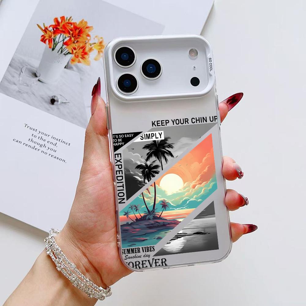 Fashion Landscape Phone Case For iPhone 17 16 15 14 13 12 11 Pro Max Air Matte Laser Aurora Shockproof Funda
