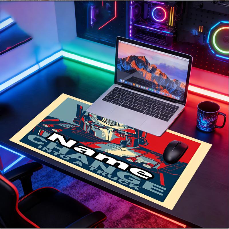 Custom Name Personalized Transformers Pattern Mousepad, Laptop PC Desk Mat, Decorative Desk Mat for Home Keyboard Pad Gift