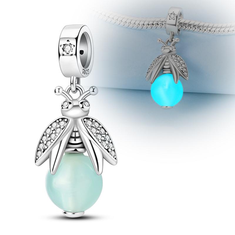 Copper Glow-In-The-Dark Firefly Bee Charm Pendant Fit Original Charms Bracelet Beads For Women Diy Fine Jewelry Gifts