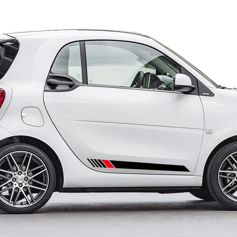 2 Pezzi Decalcomanie Viniliche per Portiere Laterali Auto Decalcomanie Strisce Racing Decorazione Adesiva Accessori Auto Per Mercedes Benz Smart Fortwo 453 451