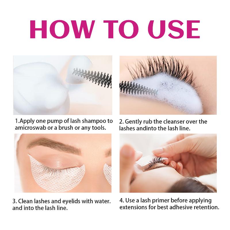 Eyelash Extension Cleanser Lash Shampoo Foam with Cleaning Brush Safe to Use Removes Makeup Residue for Natural Lashes