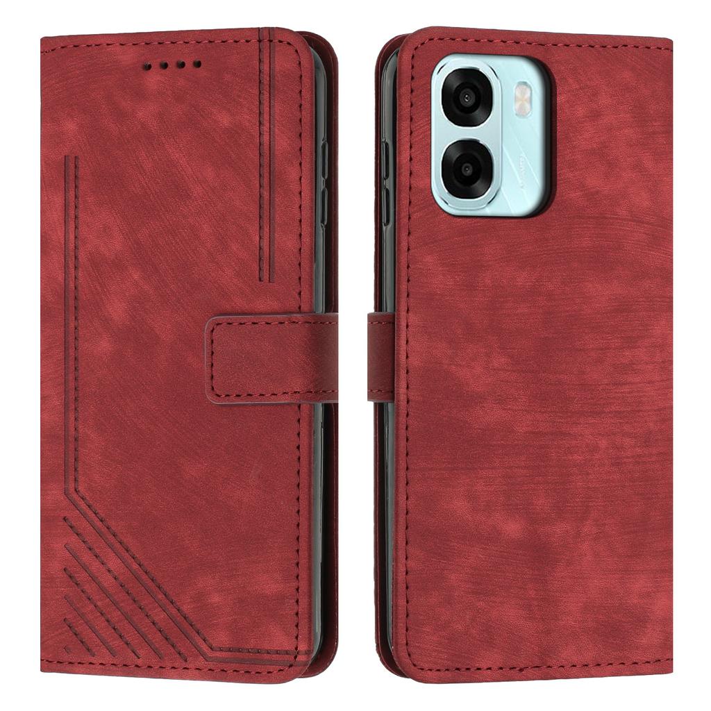 For Oppo A6x 4G/Oppo A6 5G/Oppo A6x 5G Stand Case Imprinted Lines Leather Phone Cover