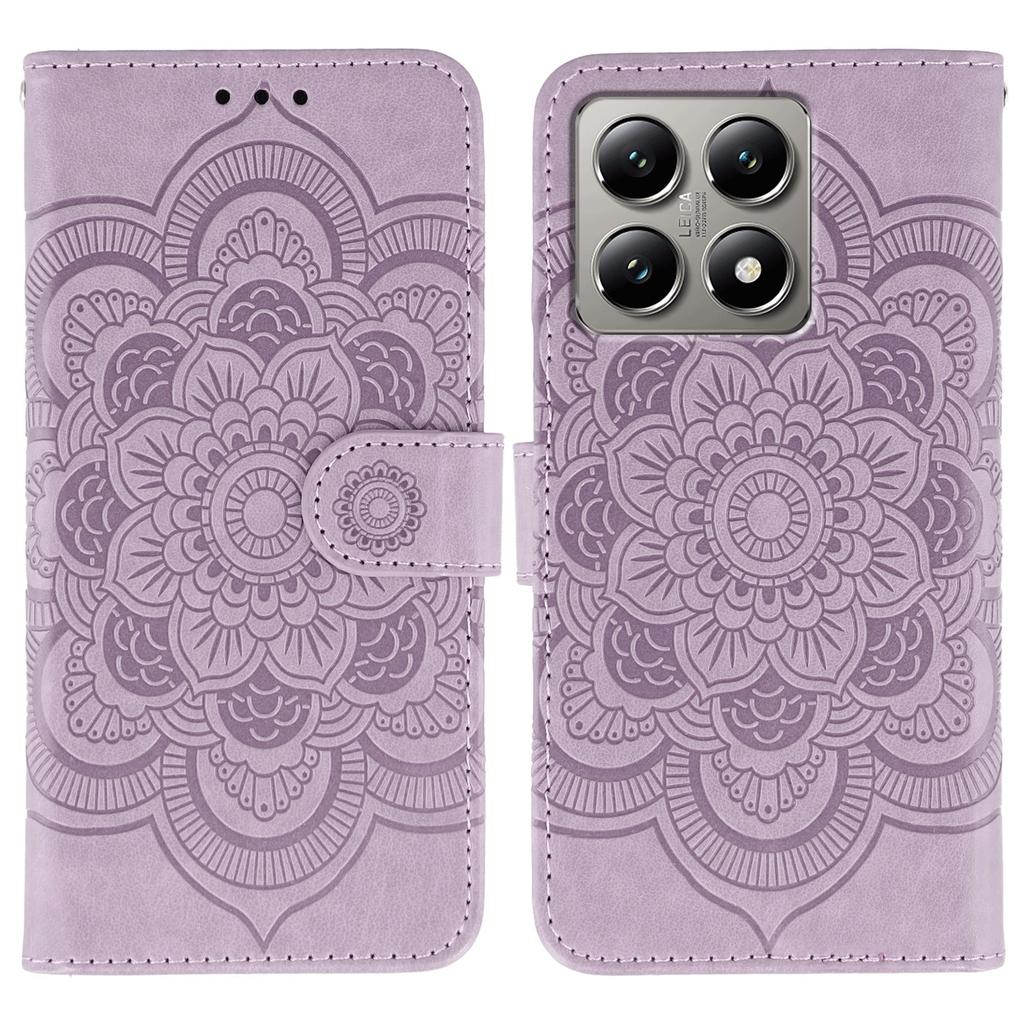 For Xiaomi 14T Case PU Leather Mandala Imprinted Design Wallet Phone Cover