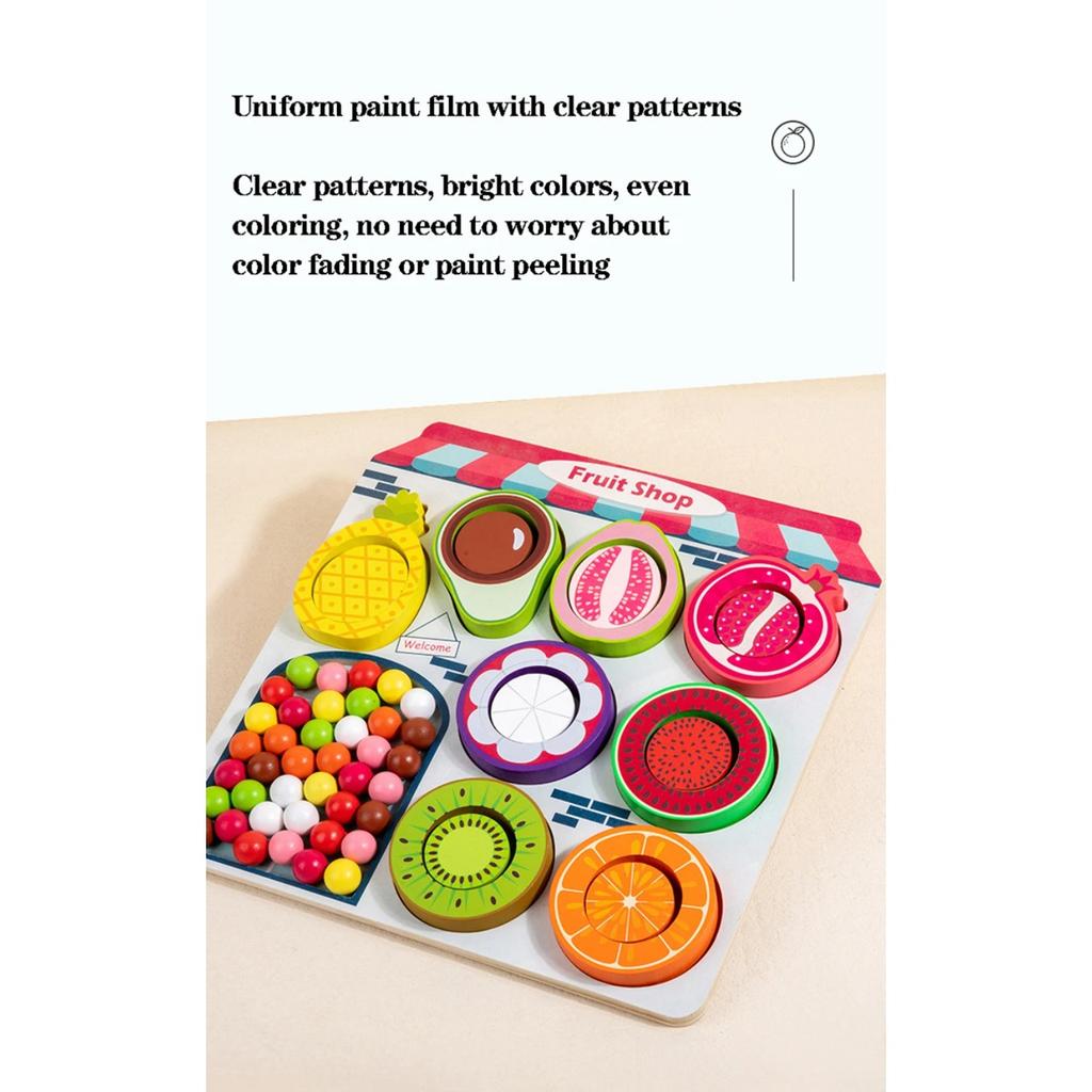 Children Fruit Sensory Sorter Montessori Toys Clip Beads Learning Color Shape Fine Motor Skills Educational Games Wooden Toys