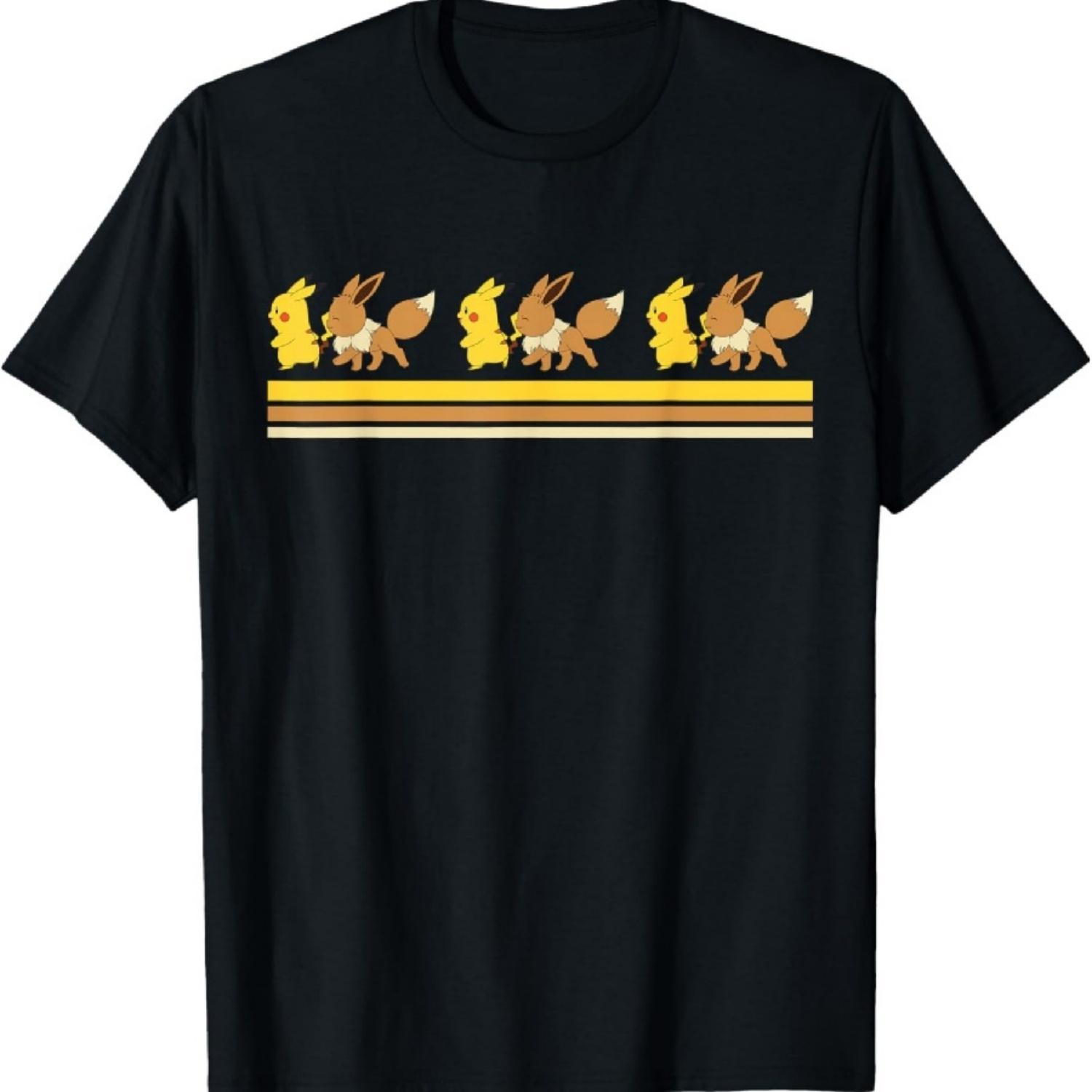 Футболка с покемонами Иви и Пикачу S чёрный