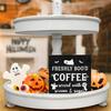 Halloween Decor, Coffee Bar Decorations, Ghost Wooden Decorative Sign, Halloween Kitchen Decor for Desk Table Shelf 5 X 5 Inches