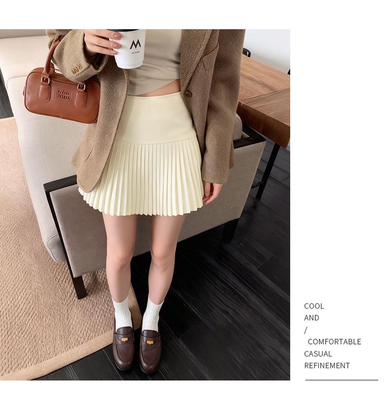 High-Waisted Woolen Pleated A-Line Mini Skirt - Women's Autumn/Winter 2025