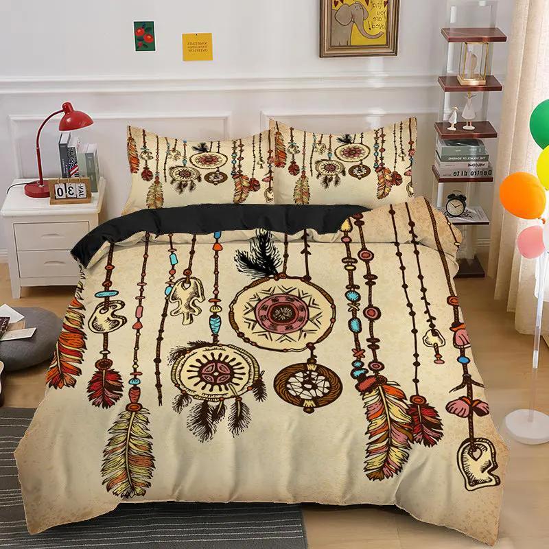 Comforter Dreamcatcher For Teen Girls Adult Bohemian Mandala Feather Print Bedding Set Queen Twin Microfiber Comforter