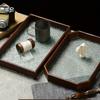 Black/White Square or Octagon 1pc Vintage Wood Crabapple Embossed Glass Desktop Tea tray,Walnut Snack Fruit Household Storage Tray.