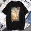 Japanese Harajuku Samurai Sword Cat T-Shirt Men Women Casual Tee Clothes Polyester Summer Tops Breathable Oversized T-Shirts Couple