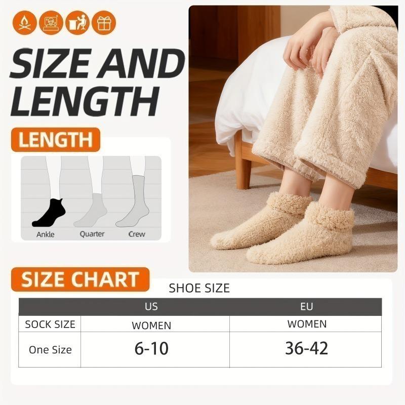 Women  Thickened  Winter Socks with Fleece Lining  Anti-Slip Soft  Short Home  Socks for  Warmth and Comfort In Cold Weather