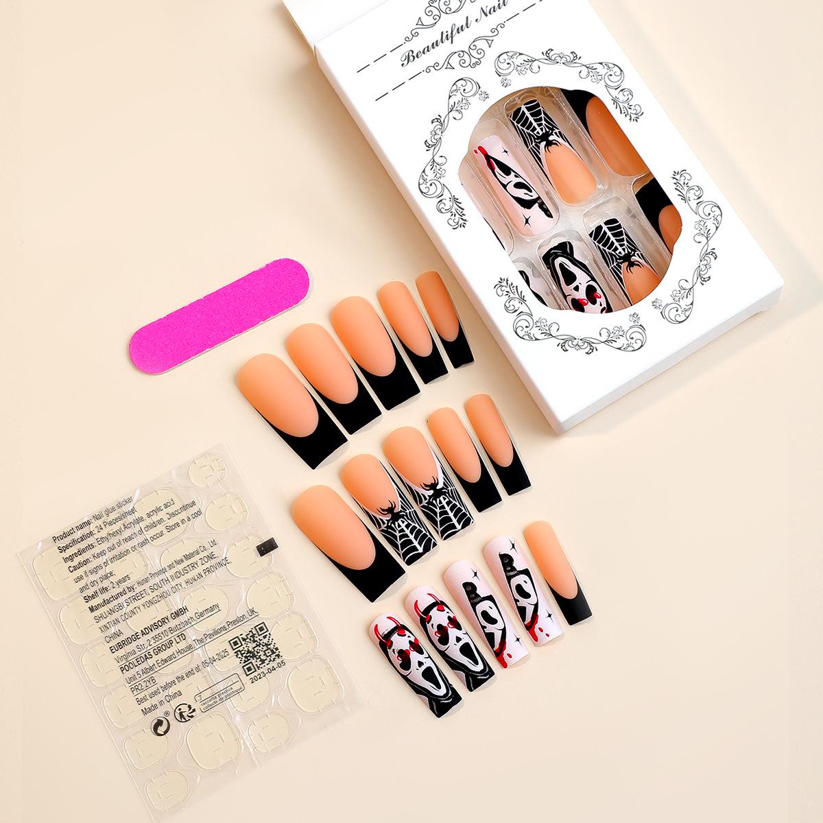 

Европейский и американский Хэллоуинский нейл-арт «Призрачный паук»: Набор съемных накладных ногтей из 24 штук