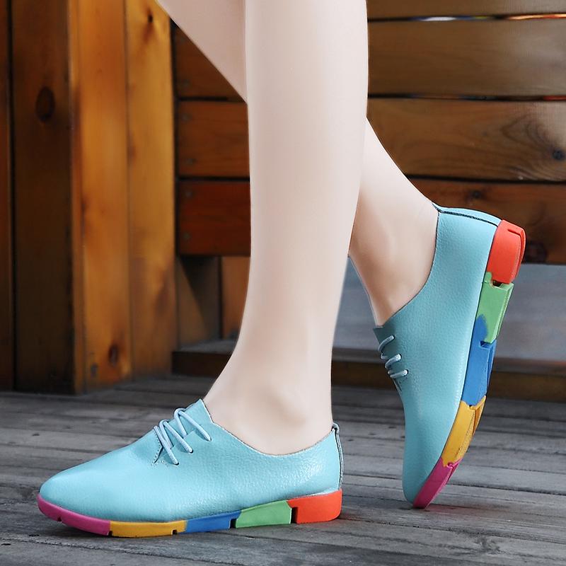 

Women s Flats Shoes Soft Leather Driving Shoes for Girl Comfort Casual Lacing Walking Moccasins Plus Size EU: 44 синій