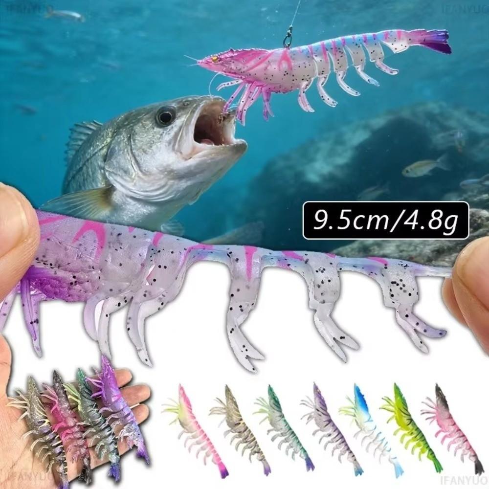 9.5cm 4.5g Soft Fishing Lure Hookless Prawn Fishing Bait Shrimp Fishing Lure  For Trout Fishing