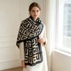 Coffee neck scarf women's spring and autumn thin versatile neck scarf shawl dual-purpose silk scarf long scarf winter