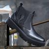 Fashion Leather Mens Chelsea Boots New Men Winter Plush Snow Boots Soft Ankle Boots Formal Male High Top Shoes Comfy Warm Botas