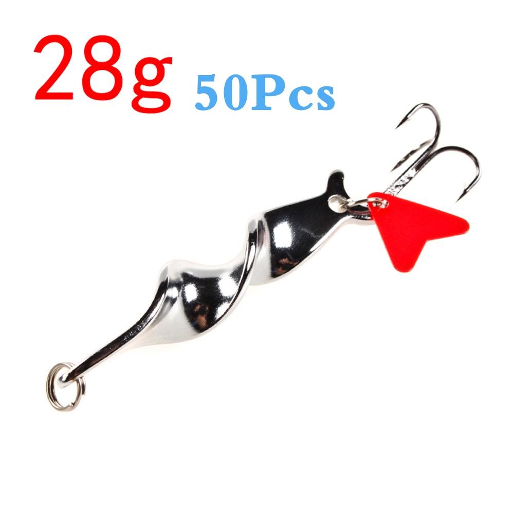 CREEKMOON 50Pcs 360 Degree Rotation Metal Spinner Spoon Fishing Lures Long Shot Trout Hard Bait Sequins Artificial Baits for Fish 10g 14g 21g 28g