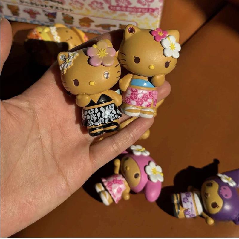 New Kt Cat Black Leather Series Blind Box Sparkling Water Diamond Jade Guigou Handmade Desktop Ornament Surprise Gift For Girls