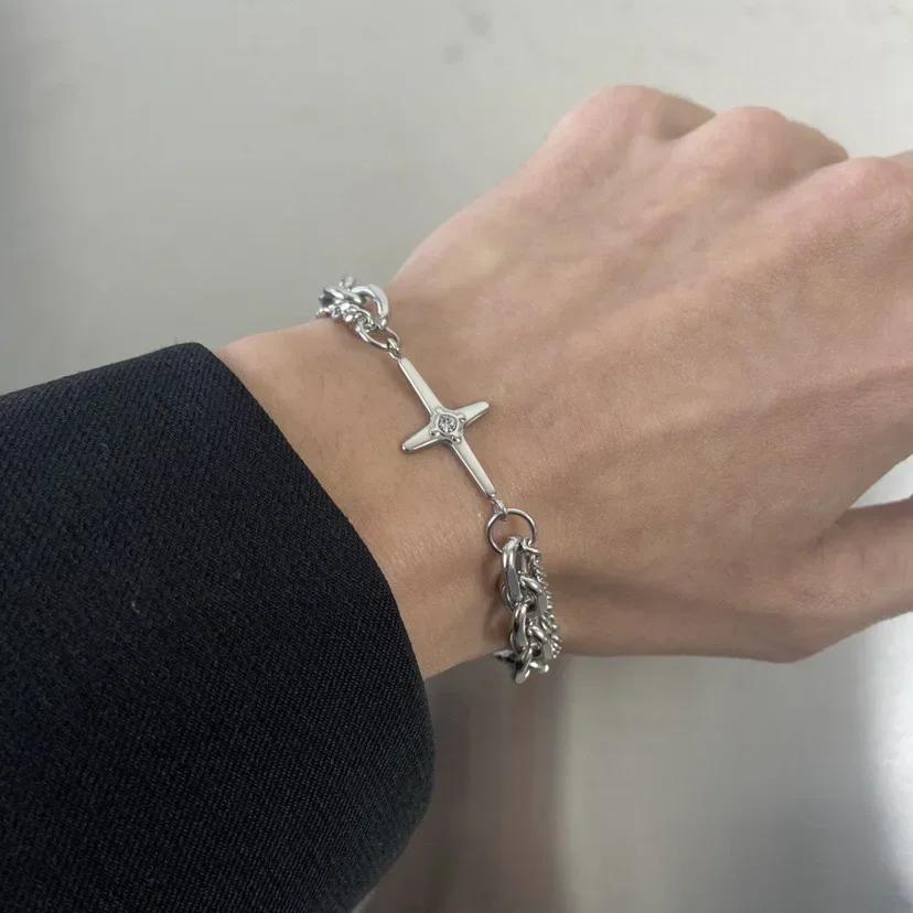 Vintage Punk Stern Mehrschichtige Armbandketten für Damen Herren Hip Hop Y2k Kreuz Sterne Metallarmband Neuer Modeschmuck