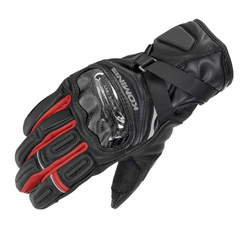 Komine Motorcycle Protective Windproof Leather Gloves HG XL Black/Red 06-844 GK-844