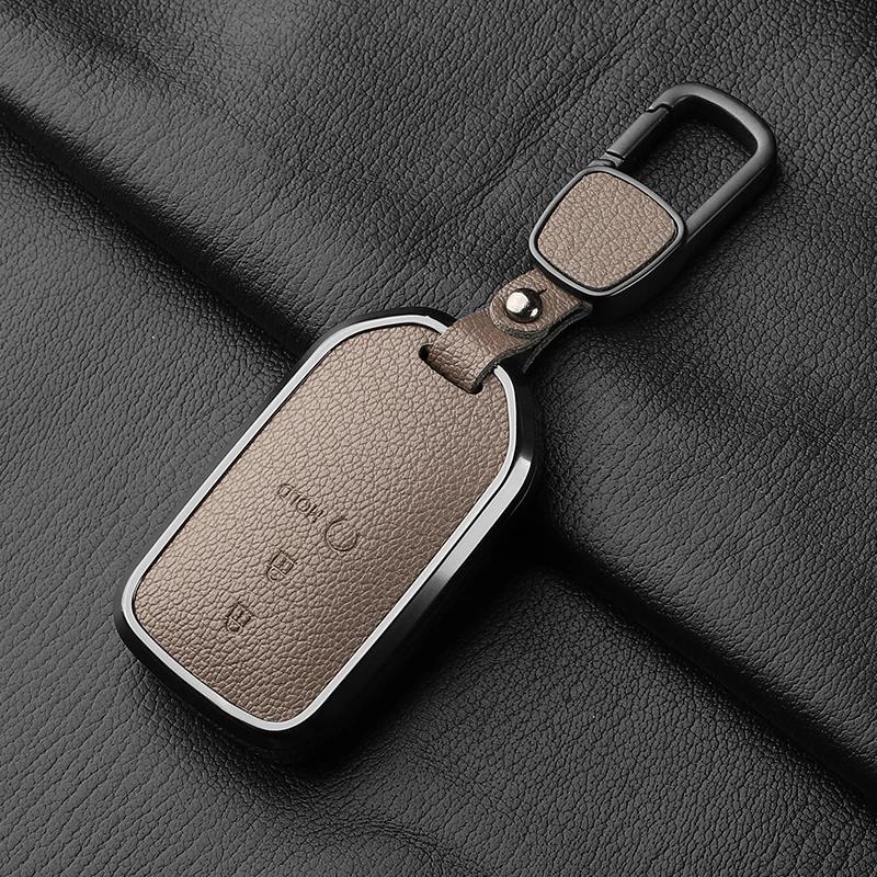 Aluminum Alloy Goatskin Car Key Case Cover For Honda Crv Cr-V Fit Civic Accord Hr-V Hrv City Odyssey Xr-V Auto Keychain