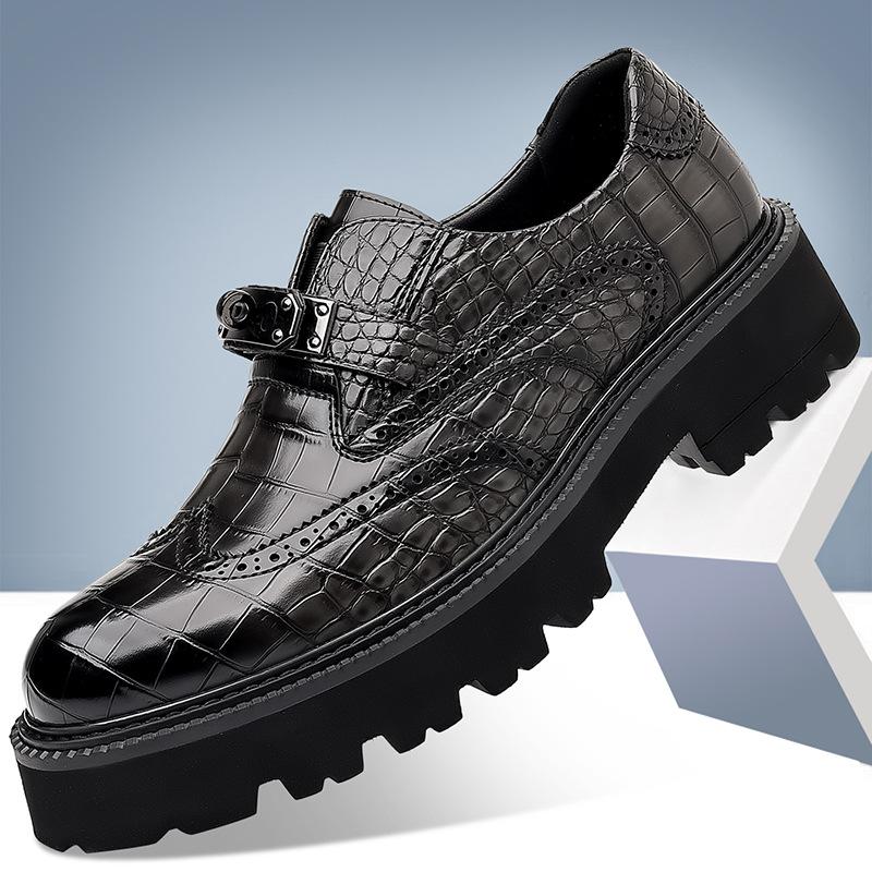 

Crocodile Pattern Brogue High Quality Men s Shoes Autumn New Designer Platform Shoes Male Business Leather Dress Shoes Man 38
