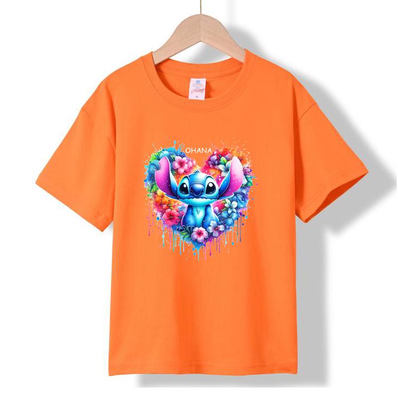 XH03 MINISO 2026 Summer New Printed Cotton Round Neck T-shirt for Children Aged 1-16, Boys and Girls