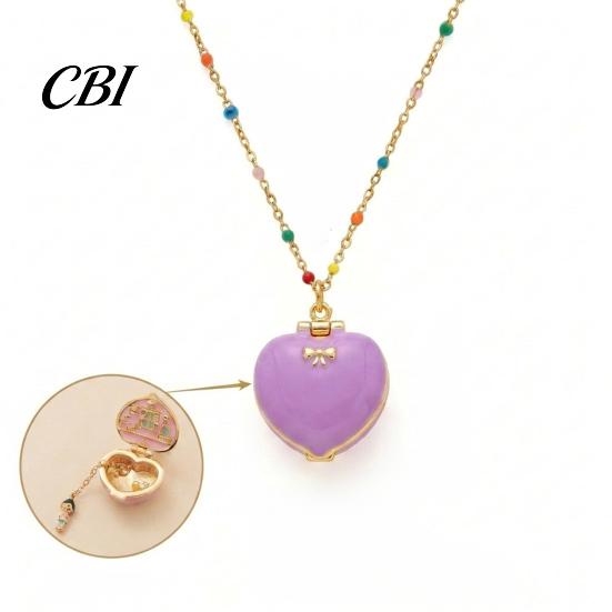 Heart Box Necklace Openable Charm Necklace, Pendant with Mini Figurine, Romantic Jewelry Women Tiny Locket Gift for Wife Girlfriend Anniversary
