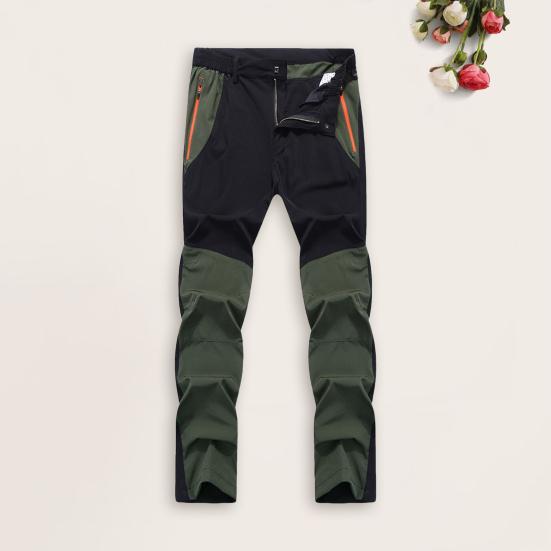 Outdoorhose für Herren, verschleißfest, wasserdicht, dehnbar, Farbblock, schnelltrocknend, elastische Taille, Taschen, Angeln, Klettern, Reisen, Wandern, Outdoorhose
