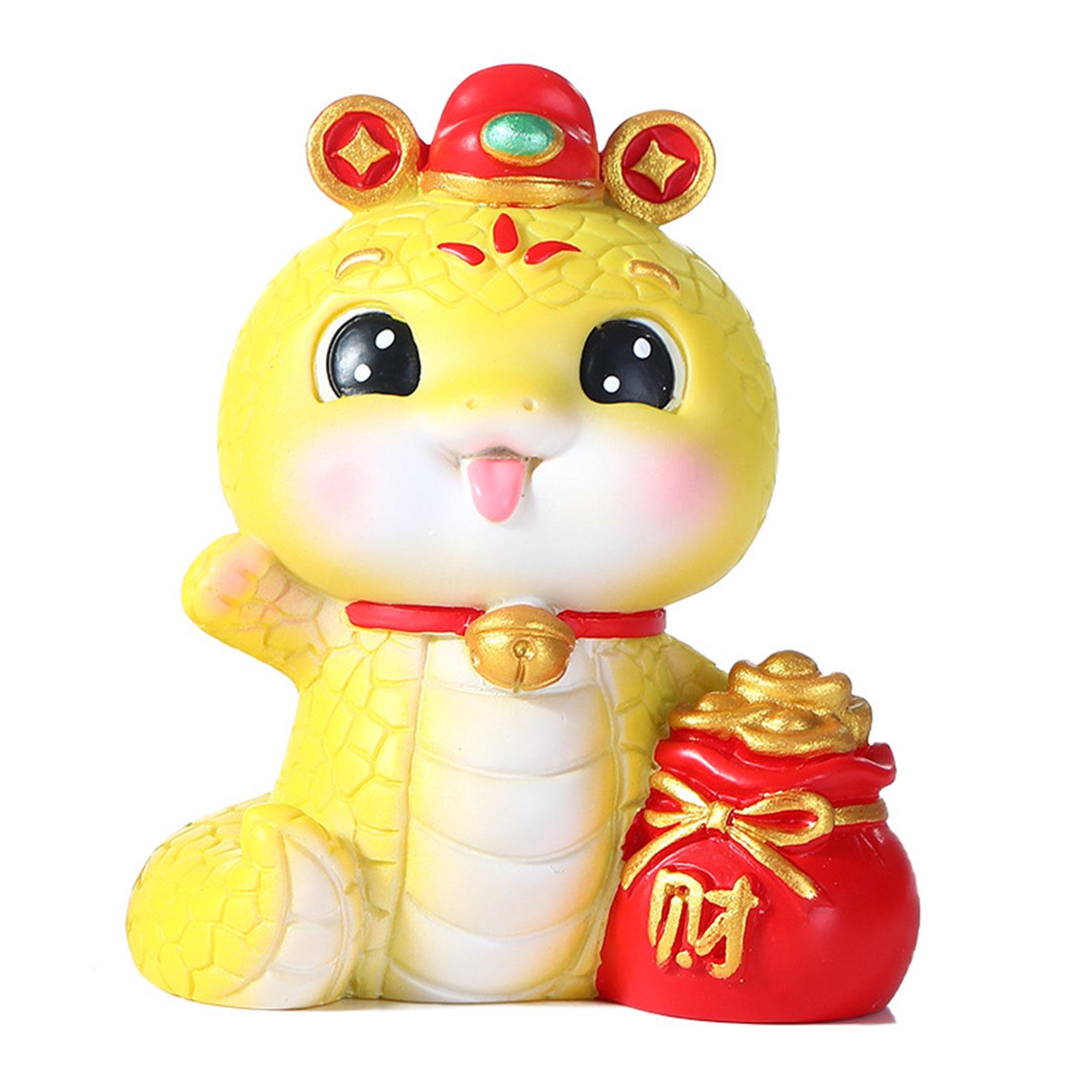 Смола Фигурка китайской змеи Статуэтка года змеи Фэншуй Слиток Скульптура животного для новогоднего украшения дома E