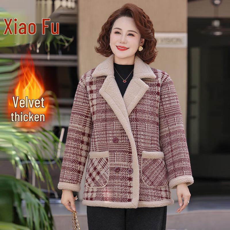 

Women s Autumn Winter Tweed-Look Zipper Jacket 2XL