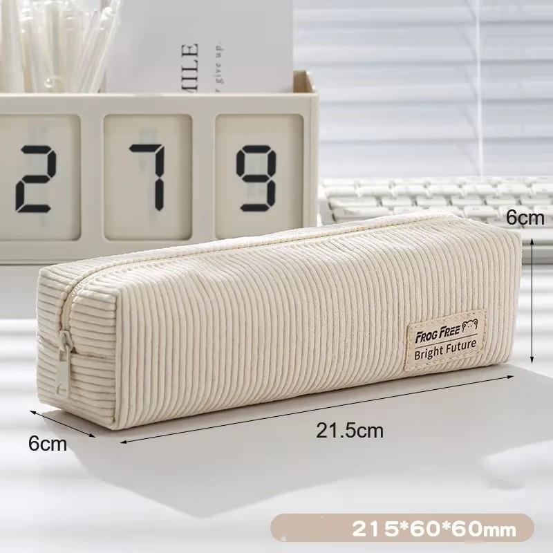 Retro Corduroy Solid Color Pencil Case Pen Box Artistic Minimalist Stationery Storage Bag Pencil Pouch School Student Supplies