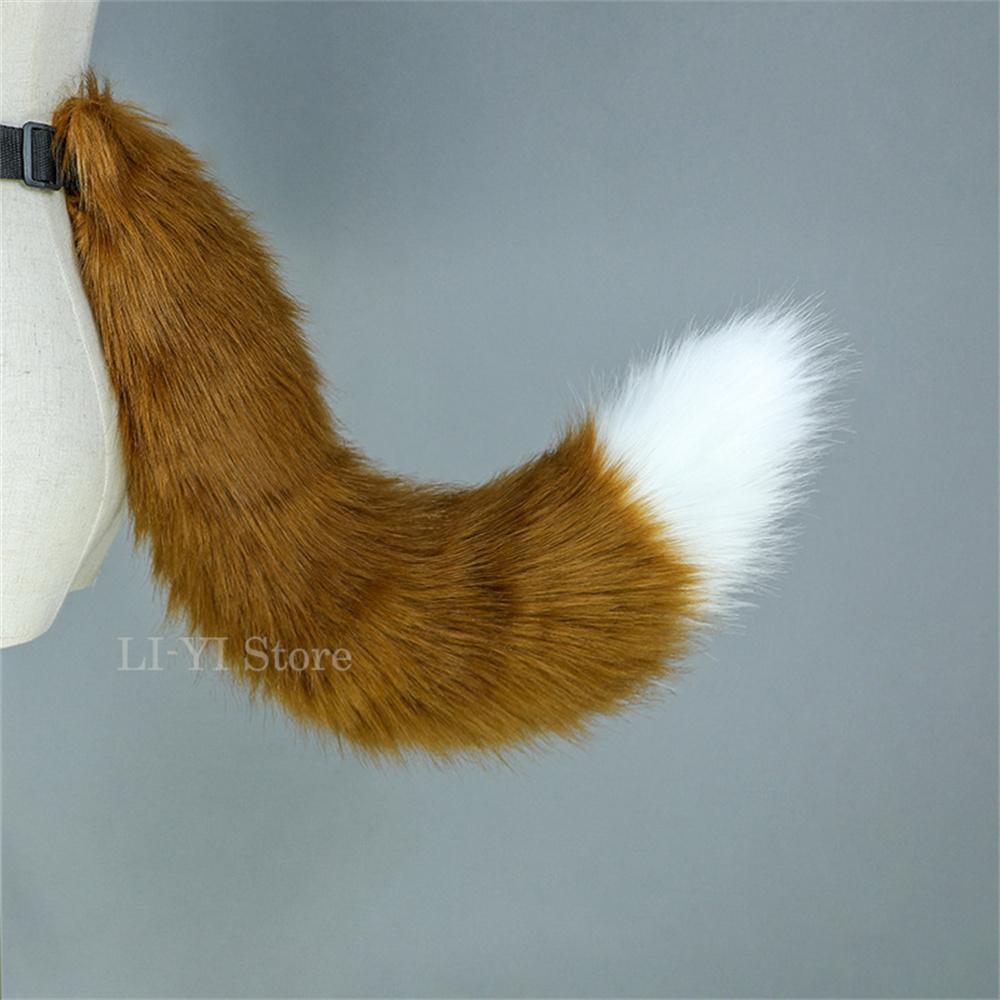 11 barev Zvířecí ocasy Plyšová kočka Liška Pes Ocásek Anime Cosplay Kostým Rekvizity Comic-Con Cos Party Kožešinový ocas s nastavitelným páskem