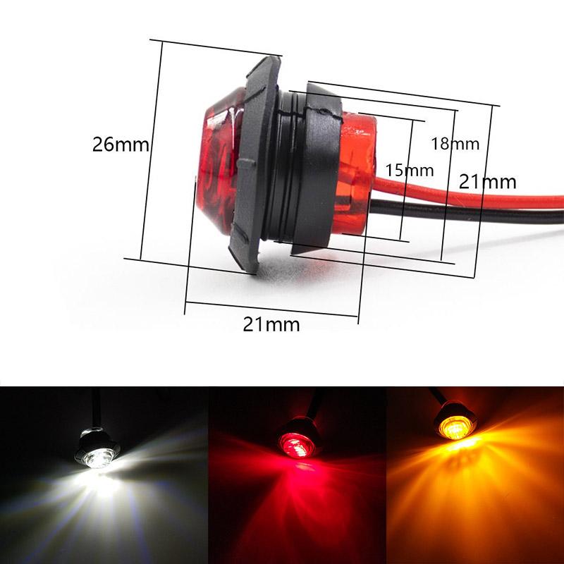HQ 2pcs 12/24V LED Side Marker light Indicator LED Bullet Light Truck Trailer Lorry Tail light 3/4" LED Marker Clearance Light