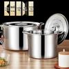 Runder Edelstahl-Eimer mit Deckel - Suppen- & Lake-Topf mit großem Fassungsvermögen