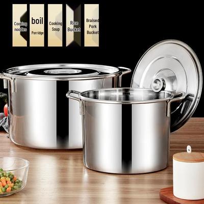 Seau Rond en Acier Inoxydable avec Couvercle - Grande Capacité Pot à Soupe et à Saumure