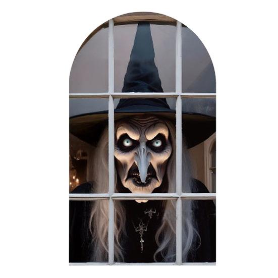 Halloween Ghost Decoration Spooky Light-up Wall Decor Lighted Hologram Scary Witch Clown for Horror Themed Party Haunted House Decoration