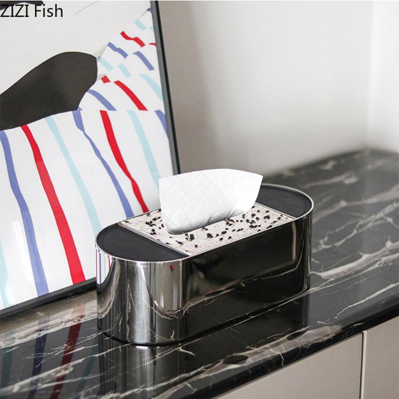 Minimalism Stainless Steel Tissue Box Coffee Table Desk Decoration Creative Silver Tissue Box Bedside Table Paper Towel Case